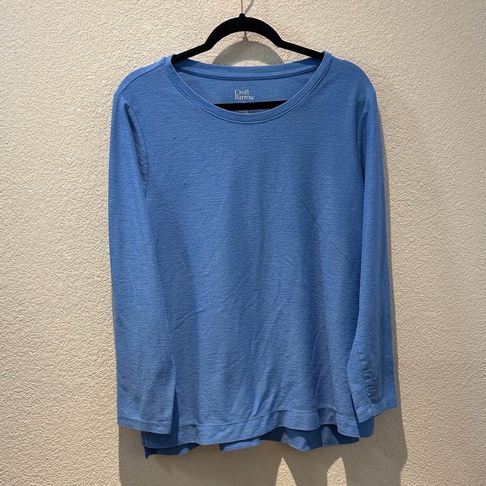 croft & barrow Light Blue Crewneck Long Sleeve Top Size XL